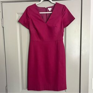 J. Crew Magenta Dress V-Neck Short Sleeve